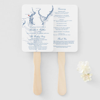 Baltimore Maryland Map Wedding Program Hand Fan