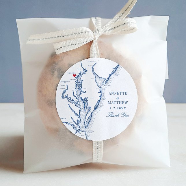 Baltimore Maryland Navy Wedding Favour Classic Round Sticker (These Baltimore, Maryland wedding favor sticker labels are perfect for your destination wedding.)