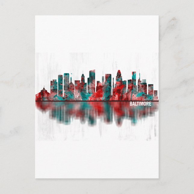 Baltimore Maryland Skyline Holiday Postcard (Front)