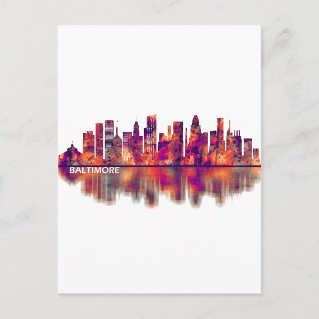 Baltimore Maryland Skyline Holiday Postcard (Front)