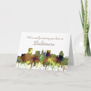 Baltimore Maryland Skyline Safari Buff Holiday Card