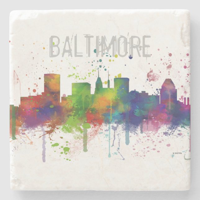 BALTIMORE MARYLAND SKYLINE STONE COASTER (Front)