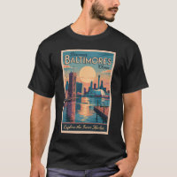 Baltimore Maryland Skyline Travel Art Vintage
