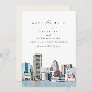 BALTIMORE Maryland Skyline Travel Save the Date Invitation