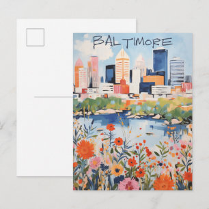 Baltimore Maryland Travel City Aesthetic Postcard