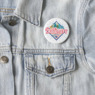 Baltimore Maryland United States Skyline Vintage 6 Cm Round Badge