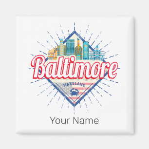 Baltimore Maryland United States Skyline Vintage Magnet