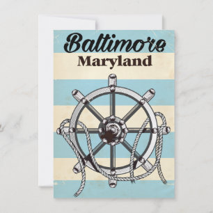 Baltimore Maryland vintage nautical travel poster Invitation