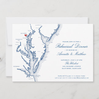 Baltimore MD Elegant Wedding Rehearsal Dinner Invitation