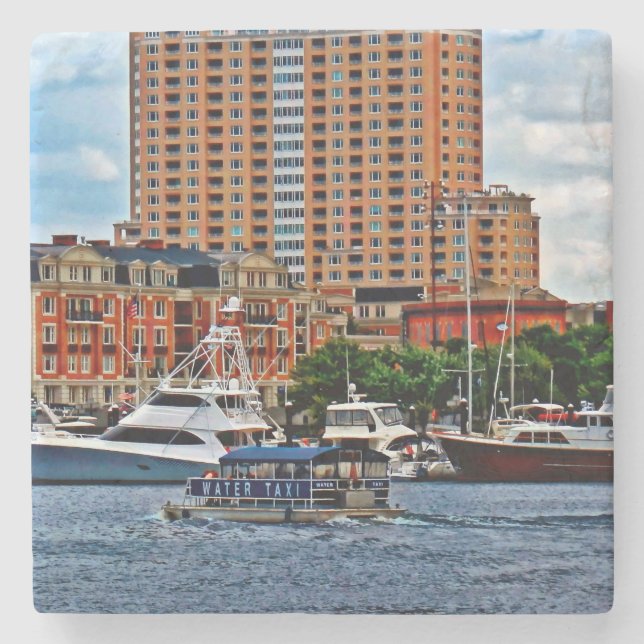 Baltimore MD - Inner Harbour Water Taxi Stone Coaster (Front)