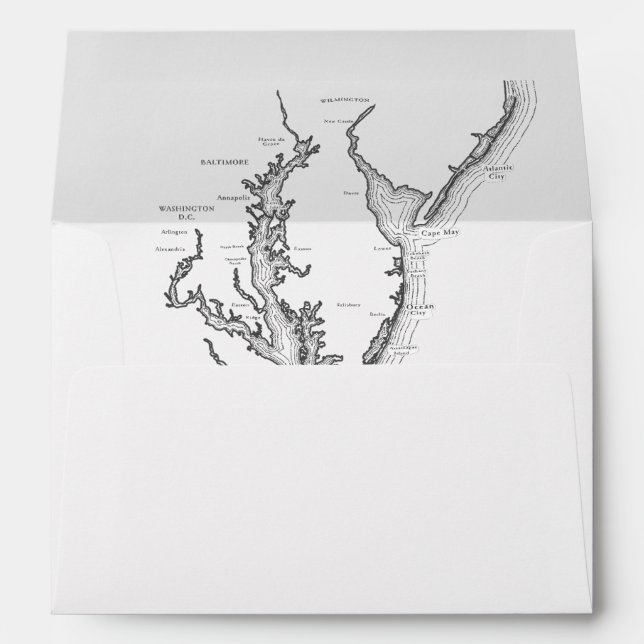 Baltimore MD Map Navy Blue Return Address Envelope (Back (Bottom))