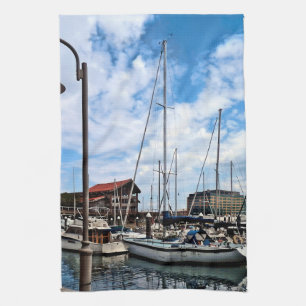 Baltimore MD - Marina Near Fells Point Tea Towel