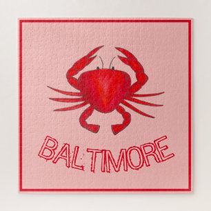 Baltimore MD Maryland Red Crabs Crustacean Seafood Jigsaw Puzzle
