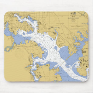 Baltimore, MD Nautical Harbour Chart Mousepad