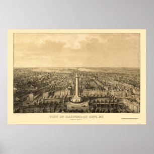 Baltimore, MD Panoramic Map - 1862 Poster