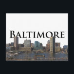 Baltimore MD Skyline with Baltimore in the Sky Postcard<br><div class="desc">Baltimore MD Skyline with Baltimore in the Sky Photo Credit: sneakerdog http://www.flickr.com/photos/sneakerdog/444270370/ Used under Creative Commons Attribution License as of 4/2/2012</div>