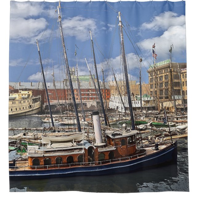 Baltimore, MD – The Tugboat Lannan c1905 Shower Curtain (Front)