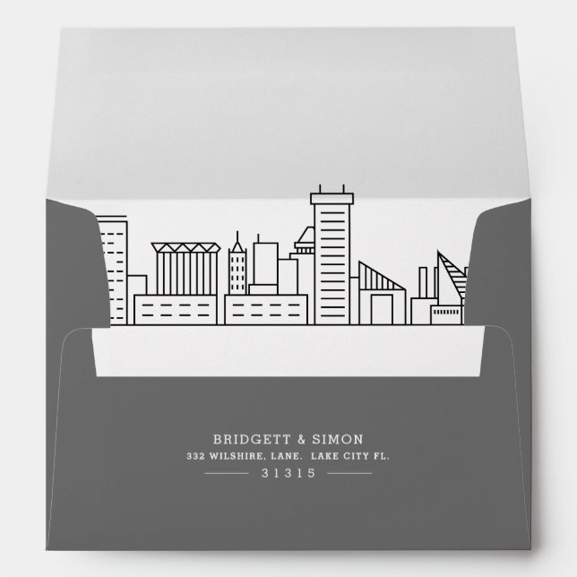 Baltimore Modern Deco | Skyline Reveal Envelope (Back (Bottom))