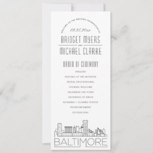 Baltimore   Modern Deco Wedding Program Invitation