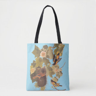 Baltimore Oriole Audubon Birds in Poplar Tree Tote Bag