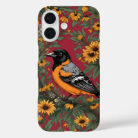 Baltimore Oriole Bird And Black Eyed Susan Flowers
