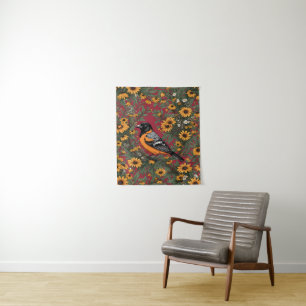 Baltimore Oriole Bird And Black Eyed Susan Flowers Tapestry