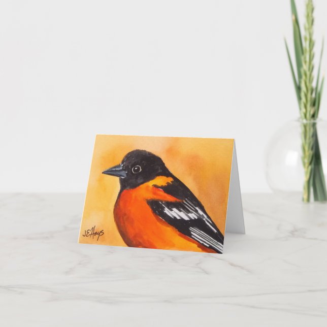 Baltimore Oriole Bird Note Card (Front)