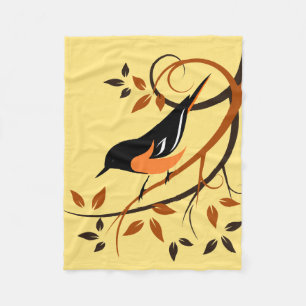 Baltimore Oriole Bird On Branch Fleece Blanket