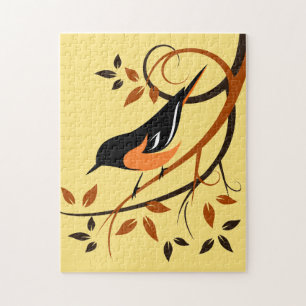 Baltimore Oriole Bird On Branch Jigsaw Puzzle