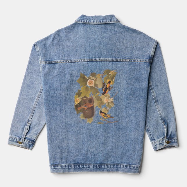 Baltimore Oriole Bird Trio Denim Jacket (Back)