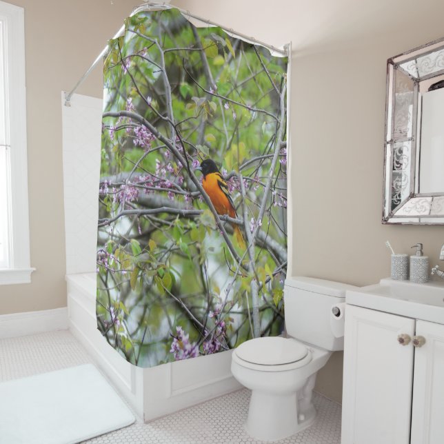 Baltimore Oriole Shower Curtain (In Situ)
