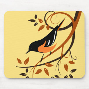 Baltimore Oriole Stylised Bird Design Mouse Pad