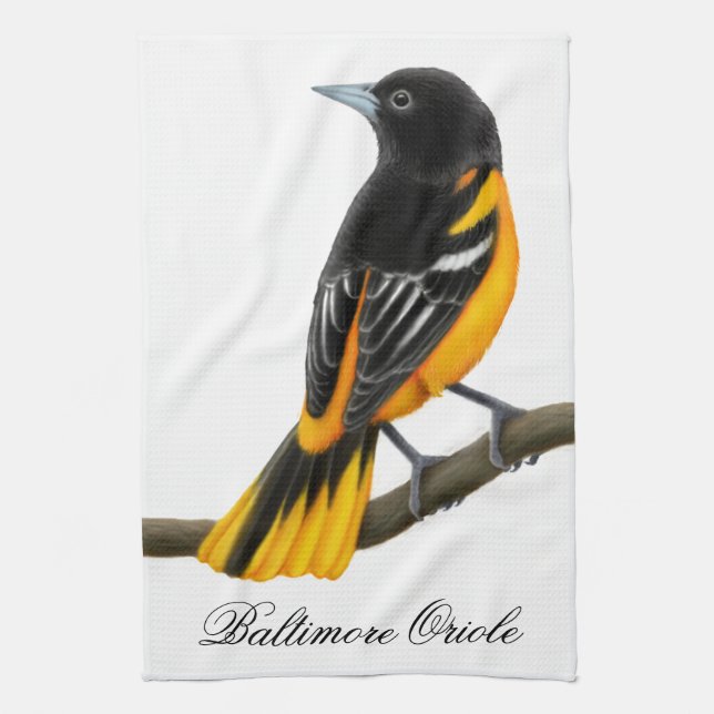 Baltimore Oriole Wild Bird Kitchen Towel (Vertical)