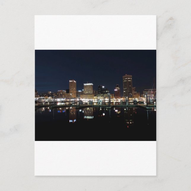 Baltimore Skyline at Night Postcard (Front)