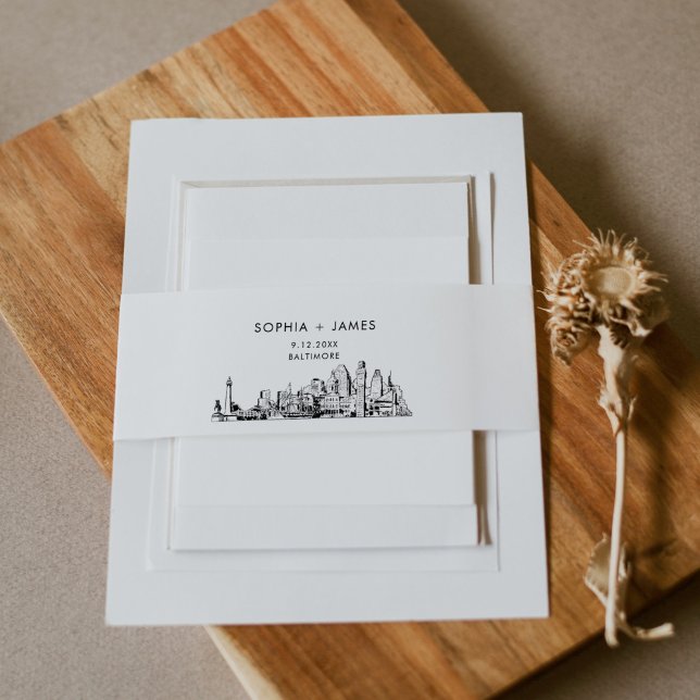 Baltimore Skyline Belly Band, 2"x11.5" Invitation Belly Band (Creator Uploaded)