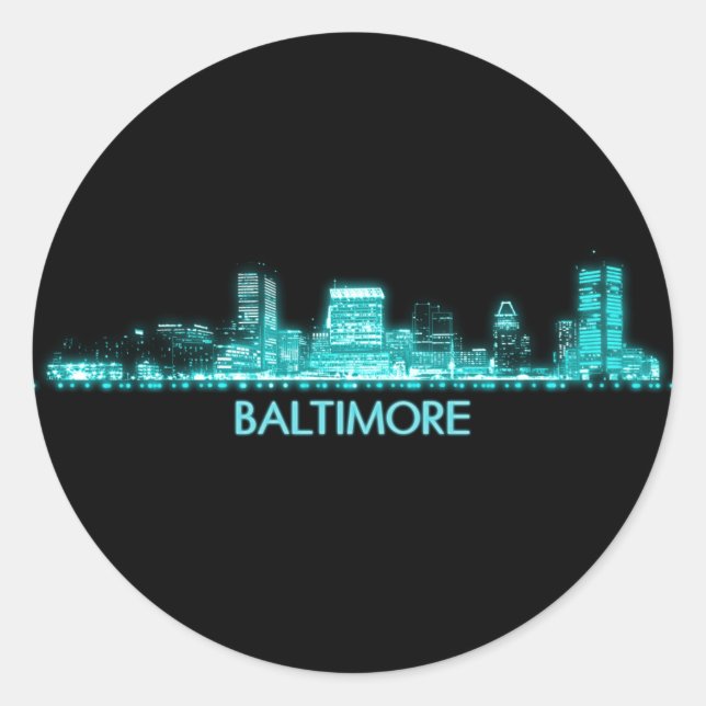 Baltimore Skyline Classic Round Sticker (Front)