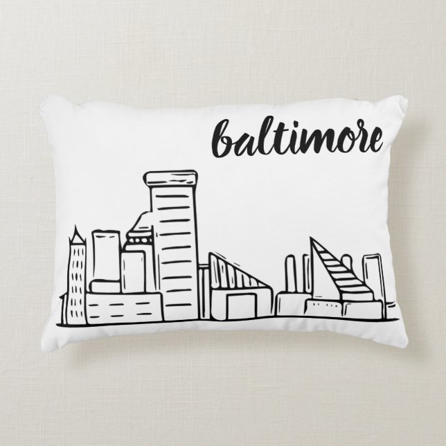 Baltimore Skyline Decorative Cushion (Front)