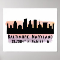 Baltimore Skyline Latitude and Longitude