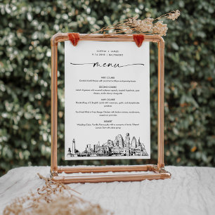 Baltimore Skyline Wedding Dinner Menu Card 5x7