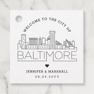 Baltimore Skyline Wedding Welcome Favour Favour Tags