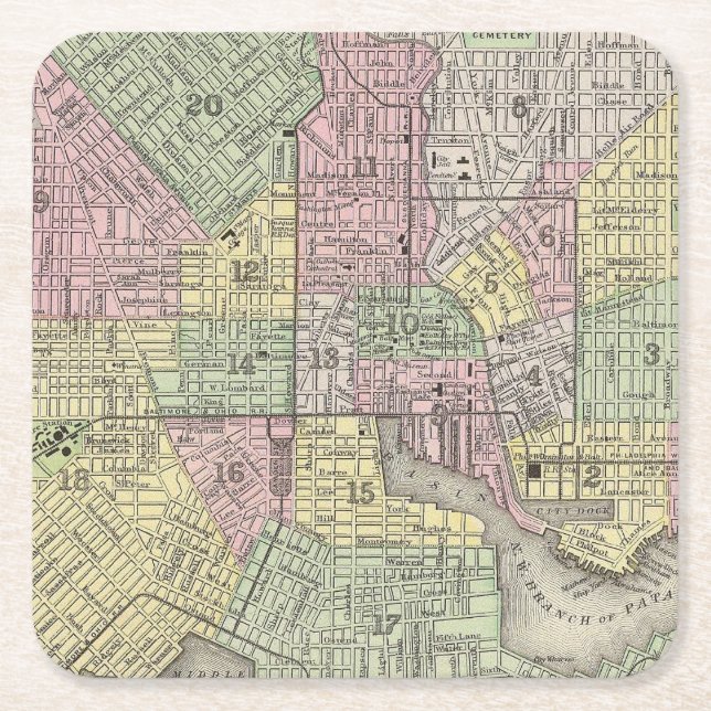 Baltimore Square Paper Coaster (Front)