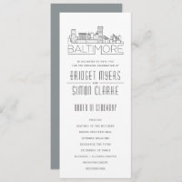 Baltimore Stylised Skyline | Wedding Program