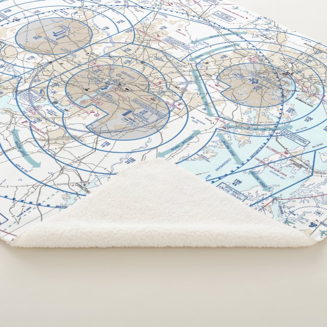 Baltimore Washington Flyway Chart Sherpa Blanket (3/4)
