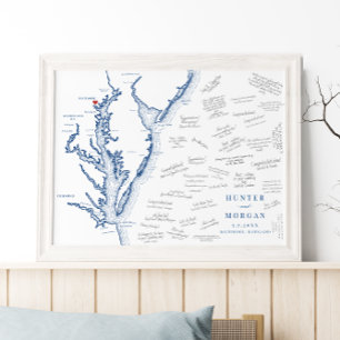 Baltimore Wedding Elegant Map Guest Book Poster