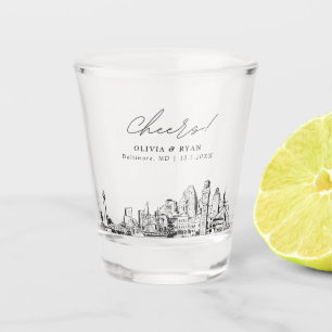 Baltimore Wedding Favour Personalised Cheers Shot Glass