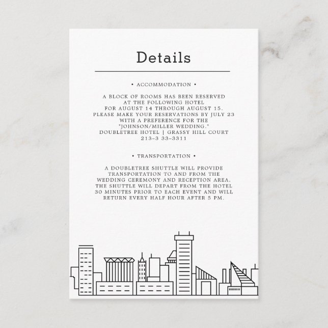 Baltimore Wedding | Guest Information Enclosure Card (Front)