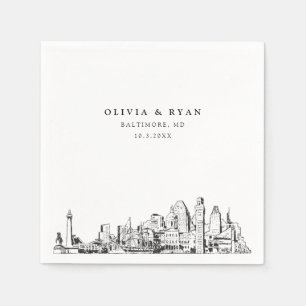 Baltimore Wedding Minimalist Paper Cocktail Napkin