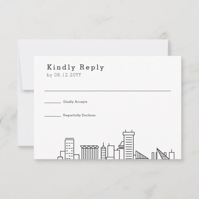 Baltimore Wedding | Stylised Skyline RSVP Card (Front)
