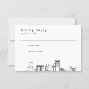 Baltimore Wedding   Stylised Skyline RSVP Card