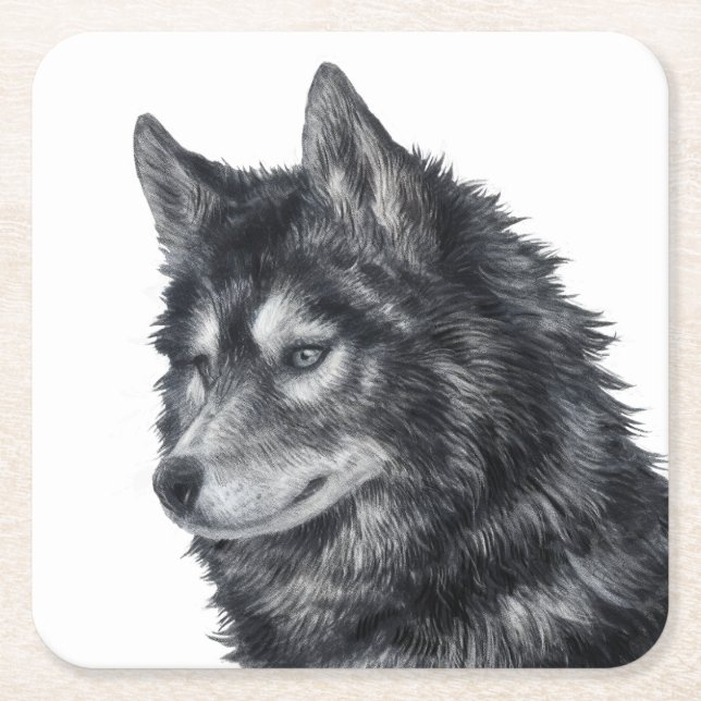 Balto Dog Square Paper Coaster (Front)